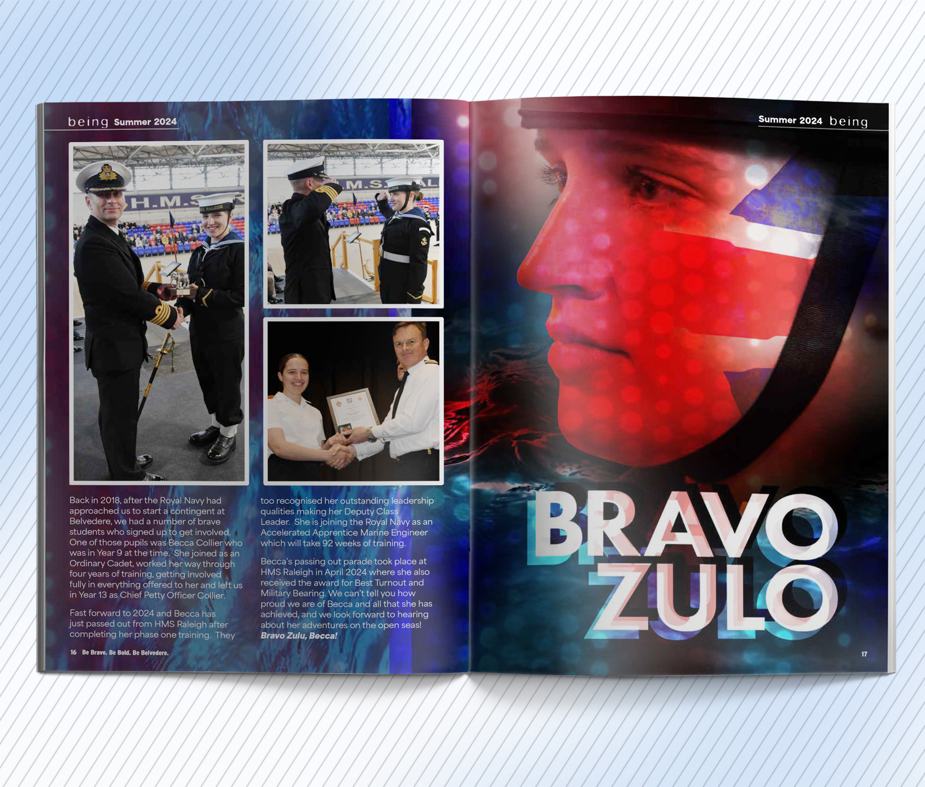 Belvedere Academy ezine magazine spread Being Summer 2024 Bravo Zulu